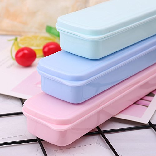 CHBC Portable Storage Box Flatware Tableware Travel Case Stationery Pens Spoon Fork (Pink)
