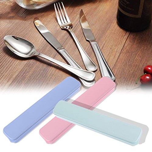 CHBC Portable Storage Box Flatware Tableware Travel Case Stationery Pens Spoon Fork (Pink)