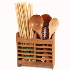 hemoton 1 pc flatware caddy utensil bamboo drying tableware storage organizer holder rack shelf for spoon fork knife chopsticks