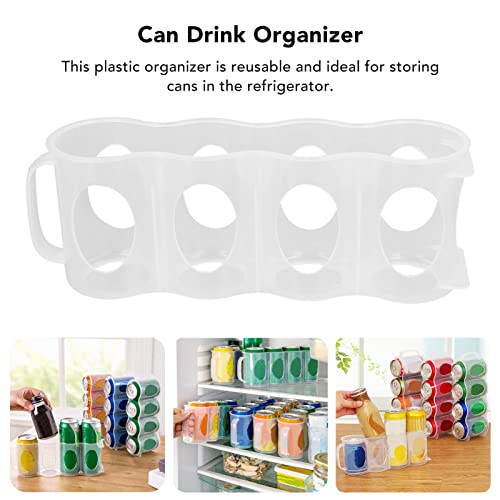 Rolling Soda Can Organizer, Can Storage Box with Handle Transparent Reusable Can Drink Storage Holder Organizer for Refrigerator Cabinets