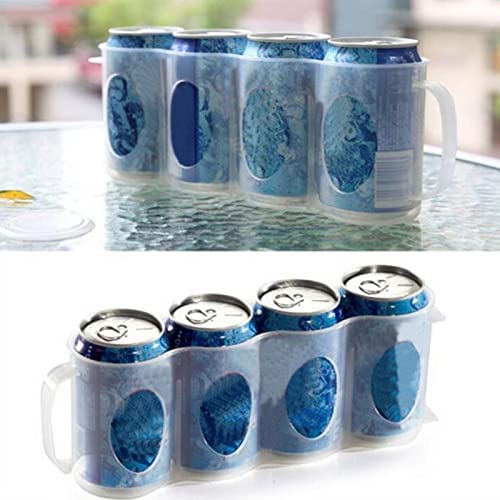 Rolling Soda Can Organizer, Can Storage Box with Handle Transparent Reusable Can Drink Storage Holder Organizer for Refrigerator Cabinets