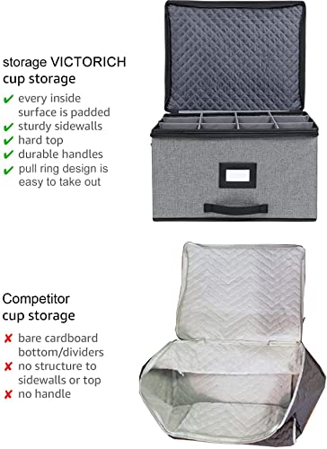 VICTORICH Ultra Large Thick Hard Shell Additional Front Handle Stemware Storage Box, Wine Glass Storage Box with Lable Window, Fully-Padded Inside with Hard Sides