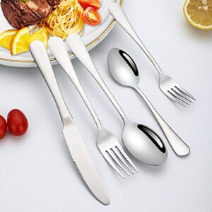 Silverware Set, Briout Flatware Set Service for 4 Stainless Steel Cutlery Set 20 Piece Include Upgraded Knife Spoon Fork Mirror Polished, Dishwasher Safe
