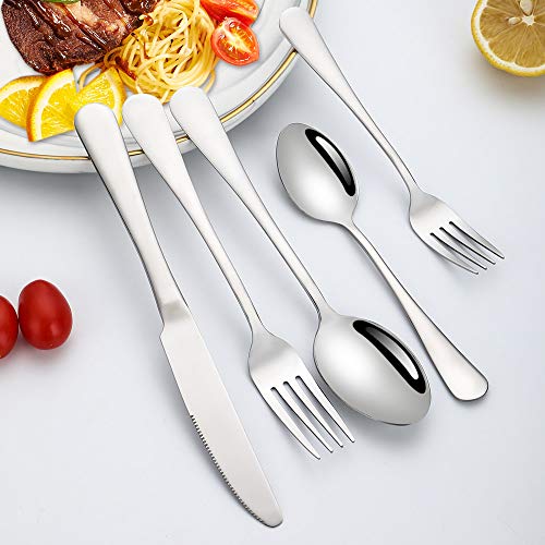 Silverware Set, Briout Flatware Set Service for 4 Stainless Steel Cutlery Set 20 Piece Include Upgraded Knife Spoon Fork Mirror Polished, Dishwasher Safe