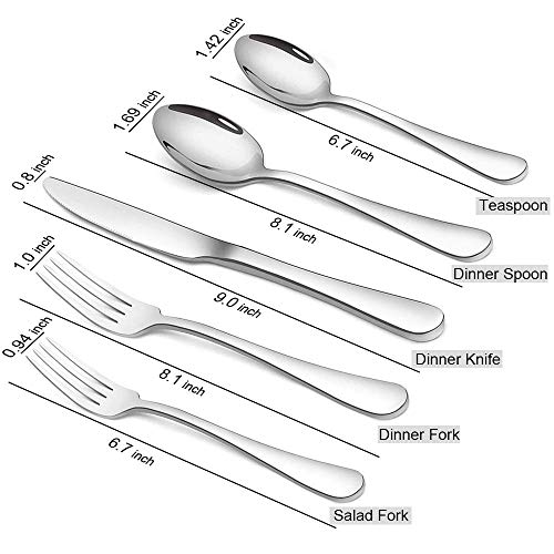 Silverware Set, Briout Flatware Set Service for 4 Stainless Steel Cutlery Set 20 Piece Include Upgraded Knife Spoon Fork Mirror Polished, Dishwasher Safe