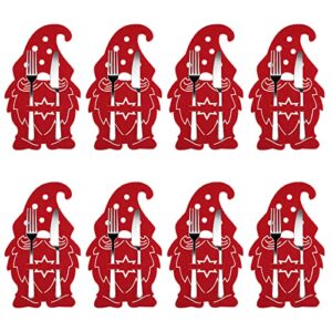 cobee christmas cutlery holders, 8 pcs xmas santa tableware christmas silverware cutlery holders pocket knifes forks bags dinnerware decorations for home party(santa)