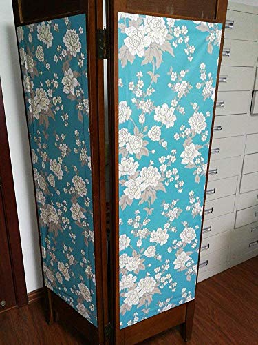 Blue Floral Decorative Adhesive Paper Shelf Liner Peel and Stick Wallpaper for Kitchen Cabinets Drawers Countertops 17.7inch by 100inch (Blue)