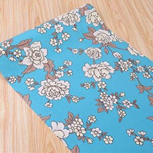 Blue Floral Decorative Adhesive Paper Shelf Liner Peel and Stick Wallpaper for Kitchen Cabinets Drawers Countertops 17.7inch by 100inch (Blue)