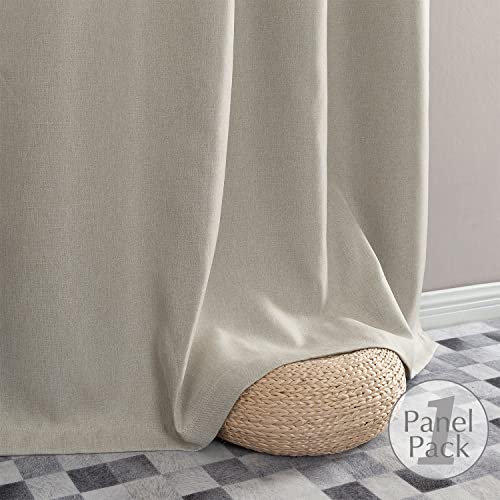 jinchan Linen Textured Curtain for Living Room Darkening 84 Inch Long Bedroom Curtains Thermal Insulated Curtains Greyish Beige Curtains Grommet Top Window Curtains 1 Panel