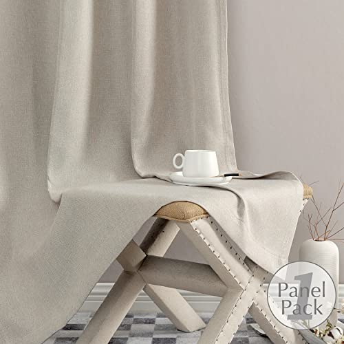 jinchan Linen Textured Curtain for Living Room Darkening 84 Inch Long Bedroom Curtains Thermal Insulated Curtains Greyish Beige Curtains Grommet Top Window Curtains 1 Panel