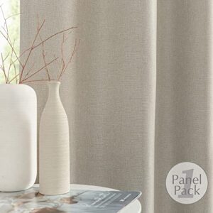 jinchan Linen Textured Curtain for Living Room Darkening 84 Inch Long Bedroom Curtains Thermal Insulated Curtains Greyish Beige Curtains Grommet Top Window Curtains 1 Panel