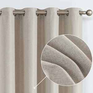 jinchan Linen Textured Curtain for Living Room Darkening 84 Inch Long Bedroom Curtains Thermal Insulated Curtains Greyish Beige Curtains Grommet Top Window Curtains 1 Panel