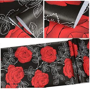 self adhesive vinyl red peony floral shelf liner contact paper dresser drawer cabinets liner furniture paper wall sticker peel and stick floral wallpaper