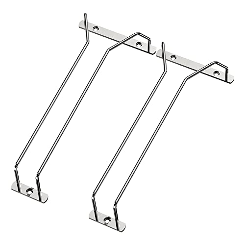 Wine Glass Rack, 2 Pack 10.6" Stemware Rack, Wine Glass Holder Under Shelf Single Rail for Bar Kitchen