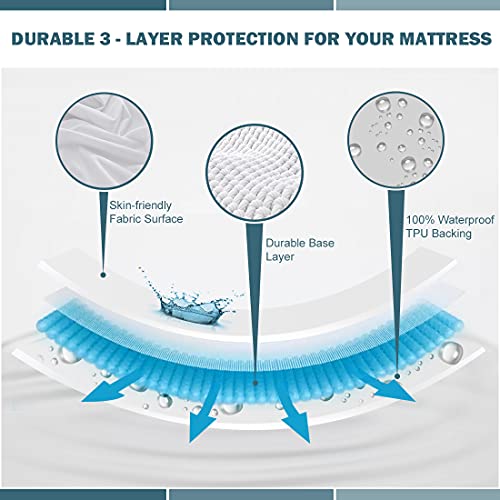 UNILIBRA 2 Pack Twin Size 100% Waterproof Mattress Protector , Breathable, Noiseless Mattress Cover, 6"-19" Fitted Deep Pocket Mattress Protector Cover - Vinyl Free