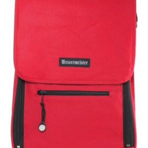 Messermeister 6-Pocket Heavy Duty Messenger Knife Bag, Mesh Interior, Red