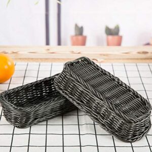 DOITOOL Utensil Caddy Plastic Flatware Organizer Rustic Shelf Baskets Woven Wicker Storage Baskets Fork Spoon Bin Organizer Size 3