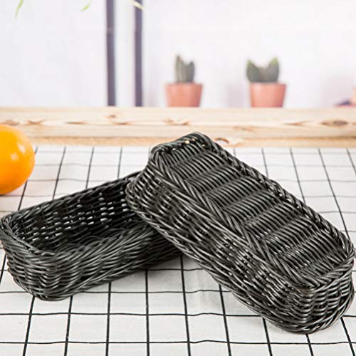 DOITOOL Utensil Caddy Plastic Flatware Organizer Rustic Shelf Baskets Woven Wicker Storage Baskets Fork Spoon Bin Organizer Size 3