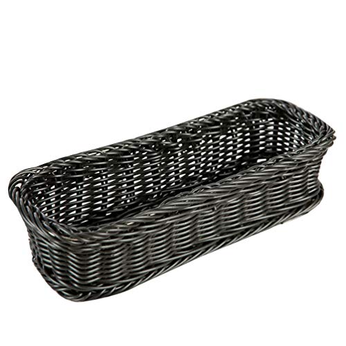 DOITOOL Utensil Caddy Plastic Flatware Organizer Rustic Shelf Baskets Woven Wicker Storage Baskets Fork Spoon Bin Organizer Size 3