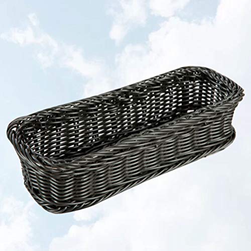 DOITOOL Utensil Caddy Plastic Flatware Organizer Rustic Shelf Baskets Woven Wicker Storage Baskets Fork Spoon Bin Organizer Size 3