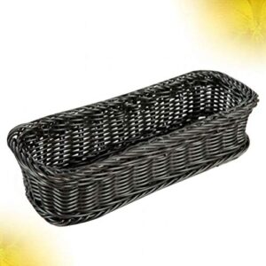 DOITOOL Utensil Caddy Plastic Flatware Organizer Rustic Shelf Baskets Woven Wicker Storage Baskets Fork Spoon Bin Organizer Size 3