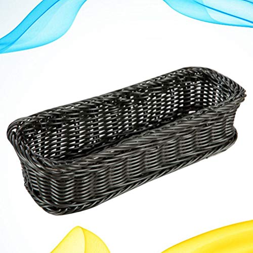 DOITOOL Utensil Caddy Plastic Flatware Organizer Rustic Shelf Baskets Woven Wicker Storage Baskets Fork Spoon Bin Organizer Size 3