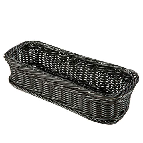 DOITOOL Utensil Caddy Plastic Flatware Organizer Rustic Shelf Baskets Woven Wicker Storage Baskets Fork Spoon Bin Organizer Size 3