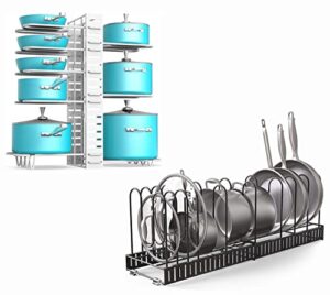 vdomus extensible pot rack organizer with 4 diy methods black & adjustable 3 diy methods pots and pans shelf
