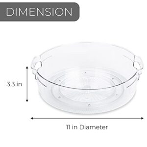 Smart Design Set of 2 Turntable Lazy Susan Spinning Organizer - 11.5 inch - BPA Free Plastic Resin - Fridge, Freezer, Cabinet, Food, Spices, Pantry - Clear