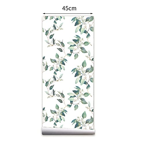 Yifasy 2 Pack Furniture Liners Green Leaf Shelf Drawer Lining Papers Self-Adhesive PVC Countertop Stickers 17.7 Inch Wide