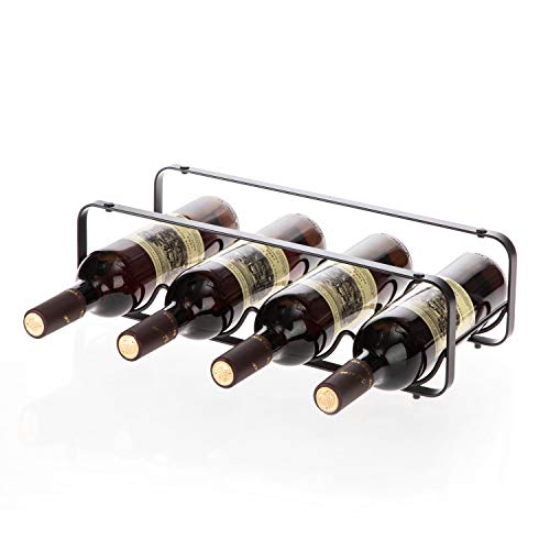 Home Zone Kitchen Tabletop Wine Storage Rack, Stackable Modular Design, Holds up to 4 Bottles (Oil-Rubbed Bronze)