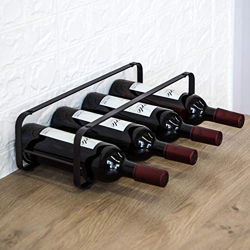 Home Zone Kitchen Tabletop Wine Storage Rack, Stackable Modular Design, Holds up to 4 Bottles (Oil-Rubbed Bronze)