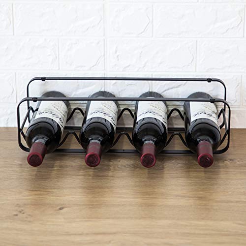 Home Zone Kitchen Tabletop Wine Storage Rack, Stackable Modular Design, Holds up to 4 Bottles (Oil-Rubbed Bronze)