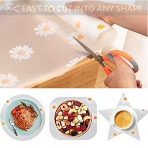 Drawer Liner,Non Adhesive Washable Transparent EVA Shelf Liner for Cabinet Pantry Refrigerator Shelves,Non-Slip Design Shelf Liner (Yellow Daisy, 17.7 x 118 Inch)