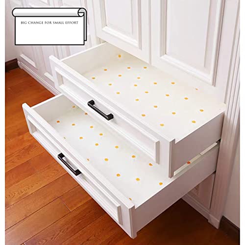 Drawer Liner,Non Adhesive Washable Transparent EVA Shelf Liner for Cabinet Pantry Refrigerator Shelves,Non-Slip Design Shelf Liner (Yellow Daisy, 17.7 x 118 Inch)