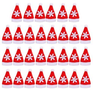 whaline 30pcs christmas mini santa hat silverware holders cup bottles cover with snowflake tableware holder cutlery knife fork spoon holder bag for xmas party dinnerware kitchen table setting