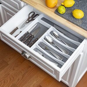 Cheer Collection 6 Compartment Kitchen Drawer Organizer - Kitchen Utensil Holder - Silverware Organizer - Drawer Divider, Kitchen Organizer, Utensil Organizer for Kitchen Drawers for Home & Kitchen