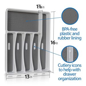 Cheer Collection 6 Compartment Kitchen Drawer Organizer - Kitchen Utensil Holder - Silverware Organizer - Drawer Divider, Kitchen Organizer, Utensil Organizer for Kitchen Drawers for Home & Kitchen