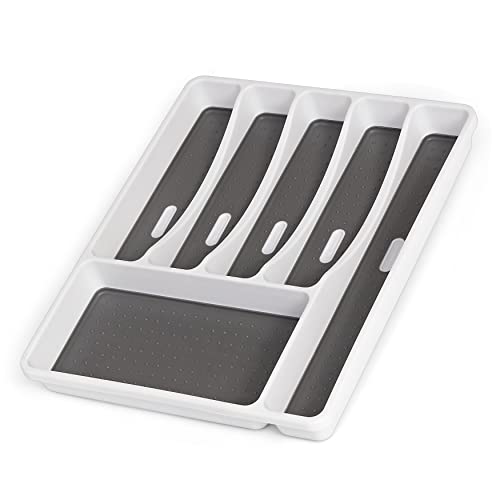 Cheer Collection 6 Compartment Kitchen Drawer Organizer - Kitchen Utensil Holder - Silverware Organizer - Drawer Divider, Kitchen Organizer, Utensil Organizer for Kitchen Drawers for Home & Kitchen