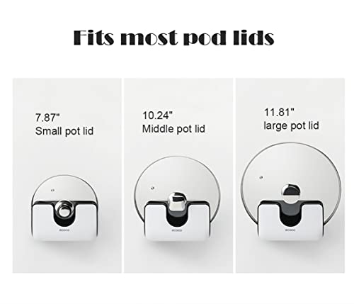 Wall Mounted Pot Lid Holders, MOPMS Cabinet Door Lid Organizer Pot Hangers with Adjustable Hooks for Kitchen Wall Mount, Pot Lid Rack Rest Stand