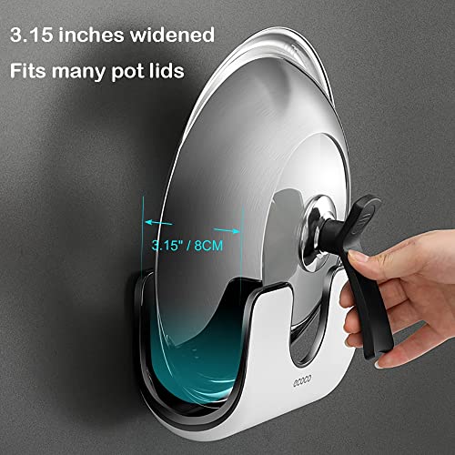 Wall Mounted Pot Lid Holders, MOPMS Cabinet Door Lid Organizer Pot Hangers with Adjustable Hooks for Kitchen Wall Mount, Pot Lid Rack Rest Stand