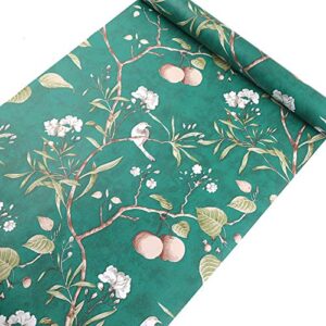 17.7x117 Inches Self Adhesive Vinyl Rustic Floral Bird Shelf Liner Contact Paper Wallpaper for Cabinets Dresser Drawer Walls Waterproof Removable