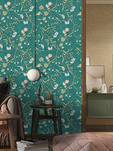 17.7x117 Inches Self Adhesive Vinyl Rustic Floral Bird Shelf Liner Contact Paper Wallpaper for Cabinets Dresser Drawer Walls Waterproof Removable