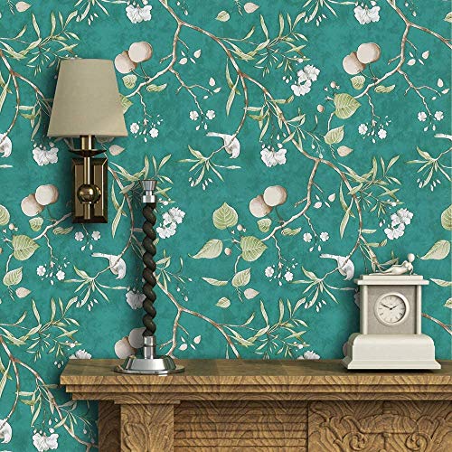 17.7x117 Inches Self Adhesive Vinyl Rustic Floral Bird Shelf Liner Contact Paper Wallpaper for Cabinets Dresser Drawer Walls Waterproof Removable