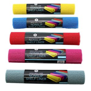 5 Pack Rainbow Assortment Anti-Slip Mat Rug Non Skid - Shelf and Drawer Liner Trim to Fit 12 inch x 60 inch Each Roll