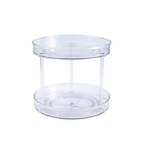yulumaoyi lazy susan turntable for cabinet plastic clear 2 tier lazy susan cabinet organizer removable aka-pl-398 not