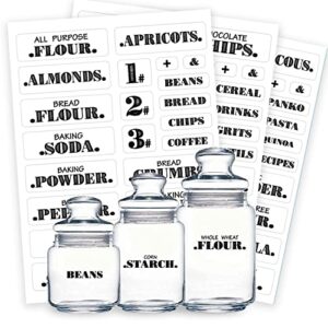 132 clear pantry labels sticker, farmhouse bold cute preprinted pantry names stickers, various sizes water resistant food labels for jars canisters, kitchen organization and storage w/extra “+”、”&”