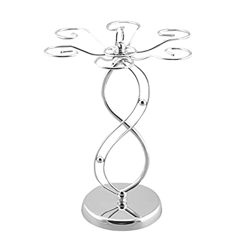 CALIDAKA Countertop Wine Glass Holder Stemware Rack Freestanding Tabletop Stemware Storage Rack with 6 Hooks(Silver)