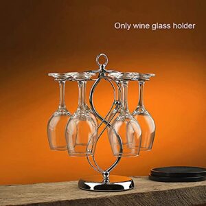 CALIDAKA Countertop Wine Glass Holder Stemware Rack Freestanding Tabletop Stemware Storage Rack with 6 Hooks(Silver)