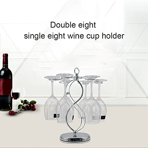 CALIDAKA Countertop Wine Glass Holder Stemware Rack Freestanding Tabletop Stemware Storage Rack with 6 Hooks(Silver)